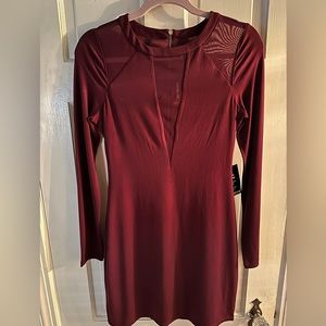 Express Maroon Long Sleeve Cocktail Dress